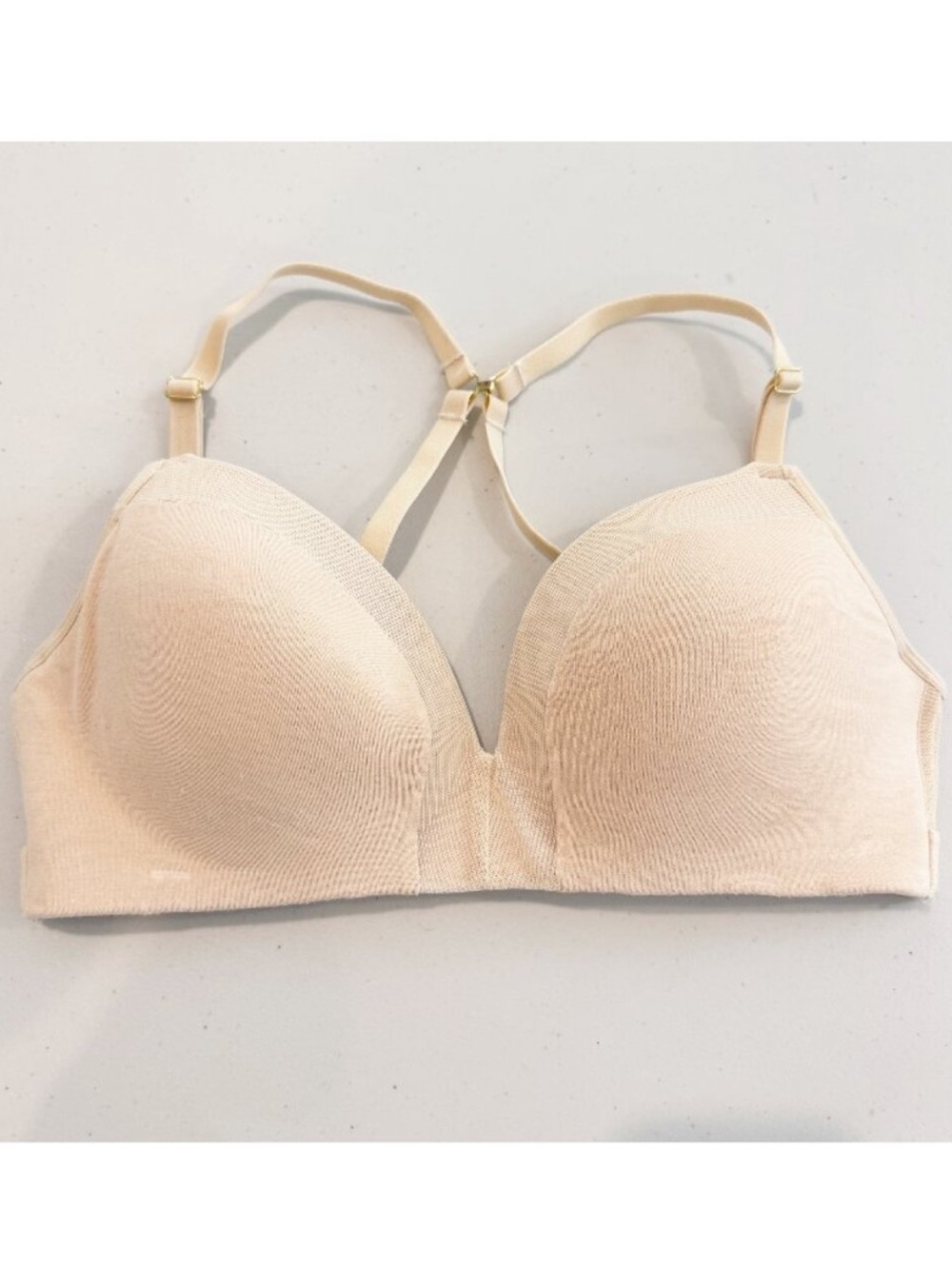 Lively All Day Plunge Wireless Adjustable Bra Soft Convertible Racerback Tan 36B